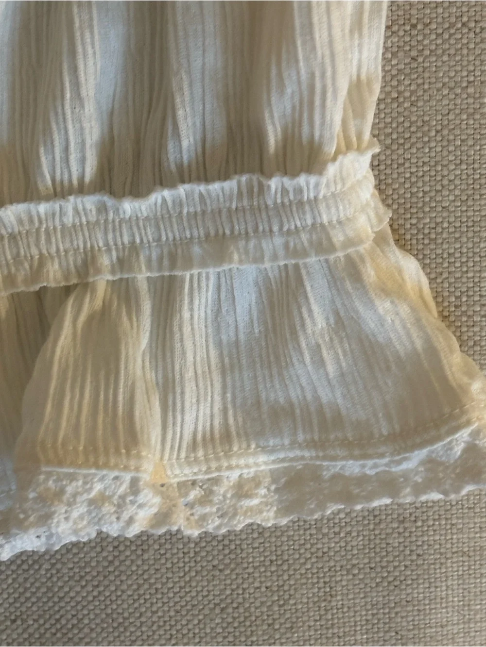 Old Navy Girls XL (14-16) White Smocked Ruffle Cami Tank Top Square Neck